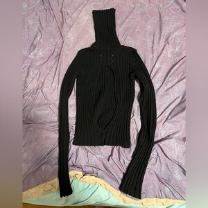 Margiela Black Ribbed Turtleneck Sweater